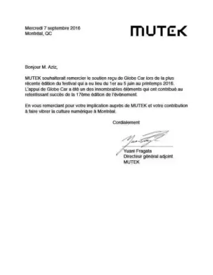Lettre de remerciement Mutek