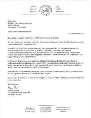 Lettre de remerciements 2 Santropol Roulant