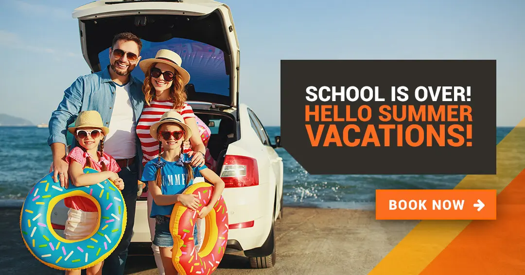 Family summer holidays with a white car