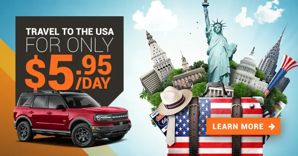 Ford Bronco red travel to USA