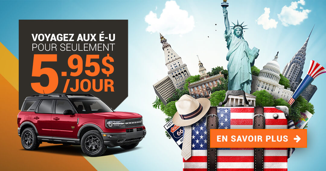 Visitez USA avec la Ford Bronco rouge