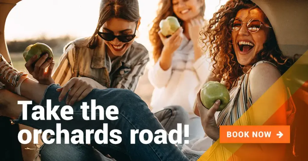 Girls eating apples in a car while laughing