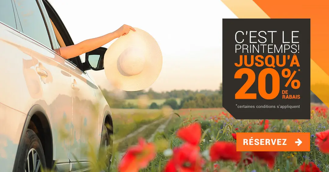 Printemps en auto chapeau blanc et coquelicots