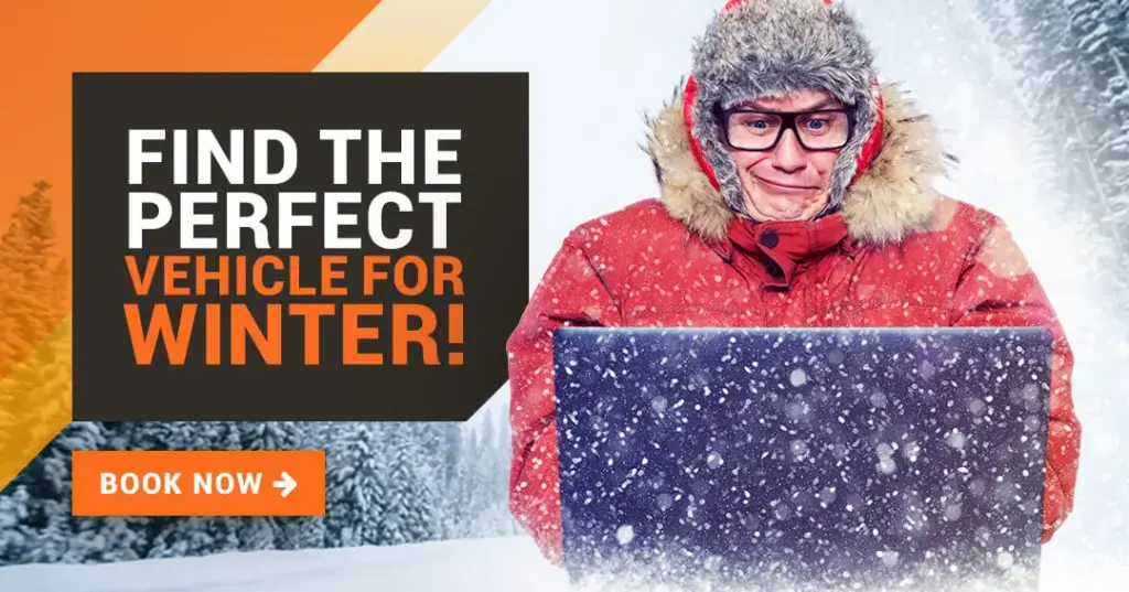 Search on computer on snow winter cord red coat