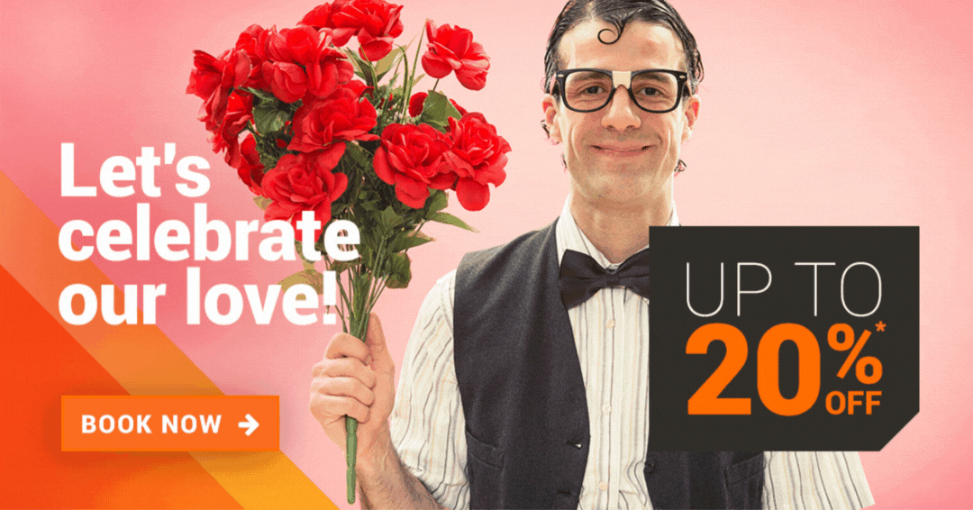 happy valentine's day men with flowers